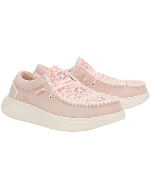 HeyDude Black Wendy Comf Suede Crochet