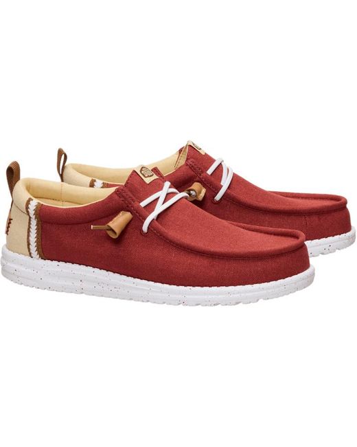 HeyDude Red Wally Craft Linen for men