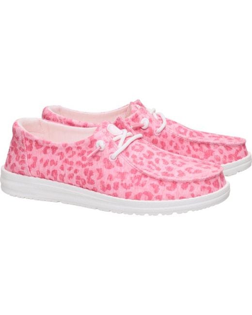 HeyDude Pink Wendy Stretch Jersey Leopard