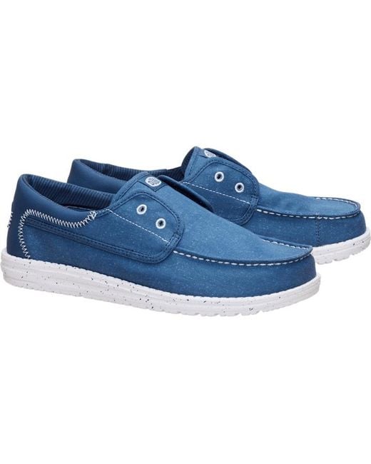 HeyDude Blue Wally Cru Stretch Canvas for men