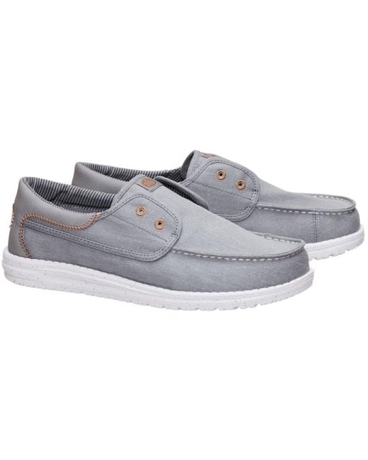 HeyDude Black Wally Cru Stretch Canvas for men
