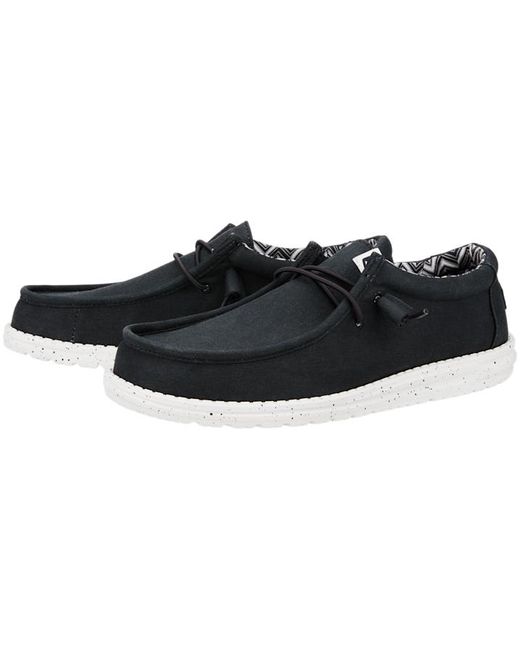 HeyDude Black Wally Stretch Canvas for men