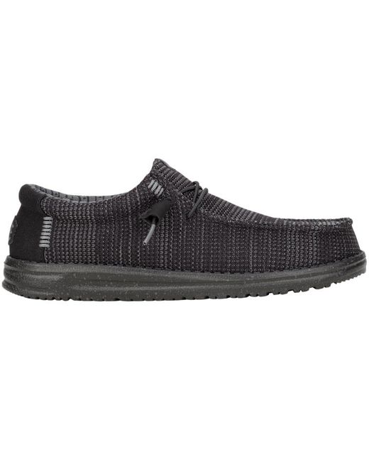 HeyDude Black Wally Stretch Sox Wide for men