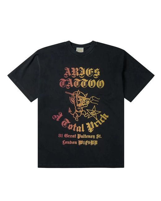 Aries Faded Tattoo Shop SS Tee in Black für Herren