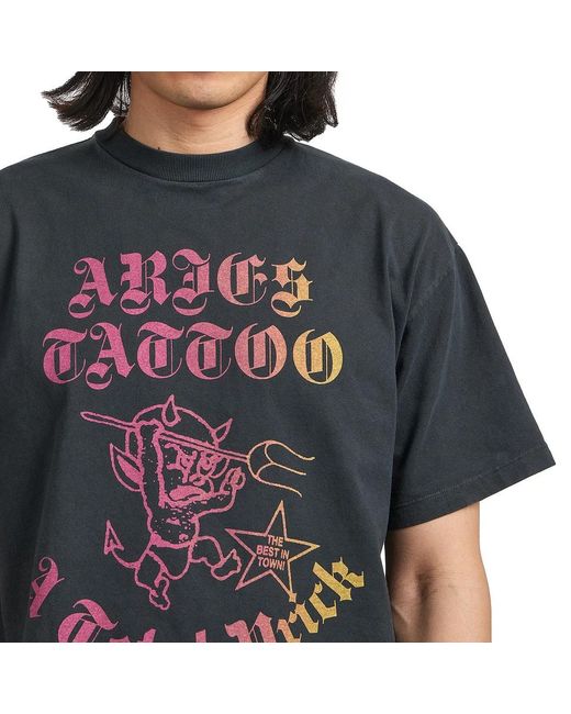 Aries Faded Tattoo Shop SS Tee in Black für Herren