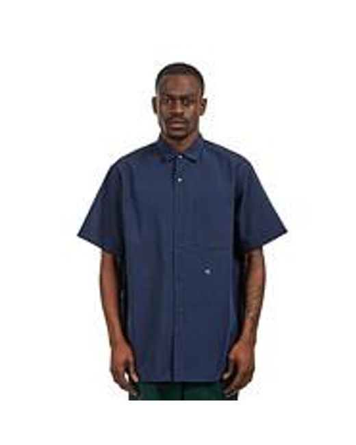 Nanamica Regular Collar Wind S/S Shirt in Blue für Herren