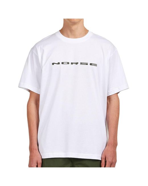 Norse Projects Simon Loose Organic Brush Bevel Logo T-Shirt in White für Herren