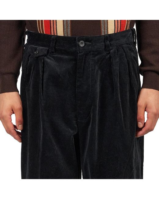 Beams Plus 2 Pleats Corduroy in Black für Herren