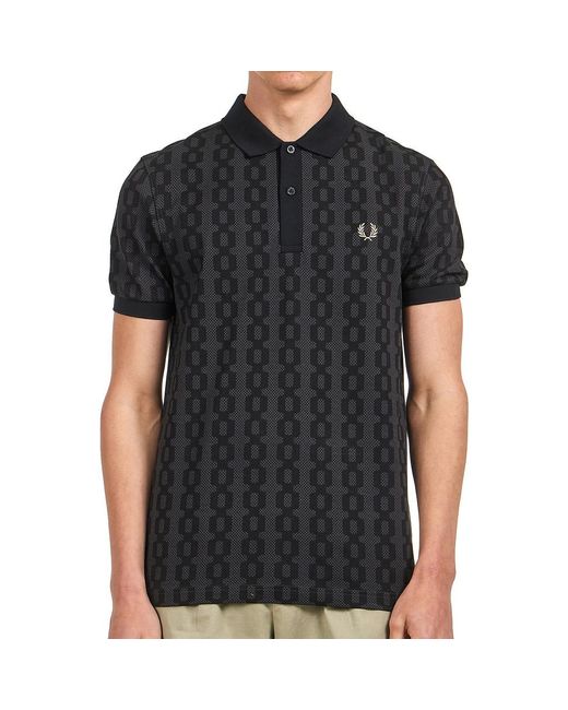 Fred Perry Cable Print FP Polo Shirt in Black für Herren
