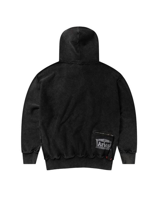 Aries Aged Reverso Temple Zip Through Hoodie in Black für Herren