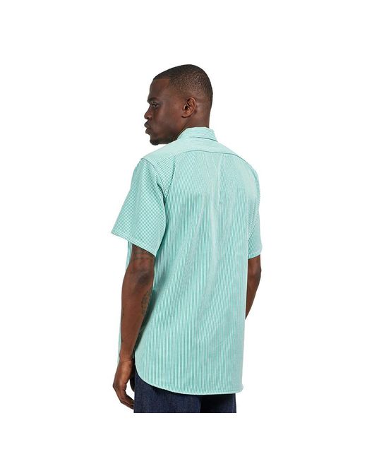 Beams Plus Work Short Sleeve Stripe Coolmax® in Blue für Herren