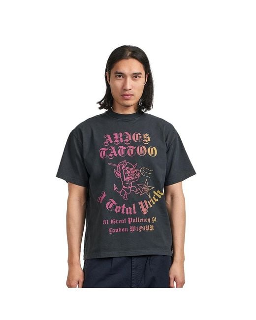 Aries Faded Tattoo Shop SS Tee in Black für Herren