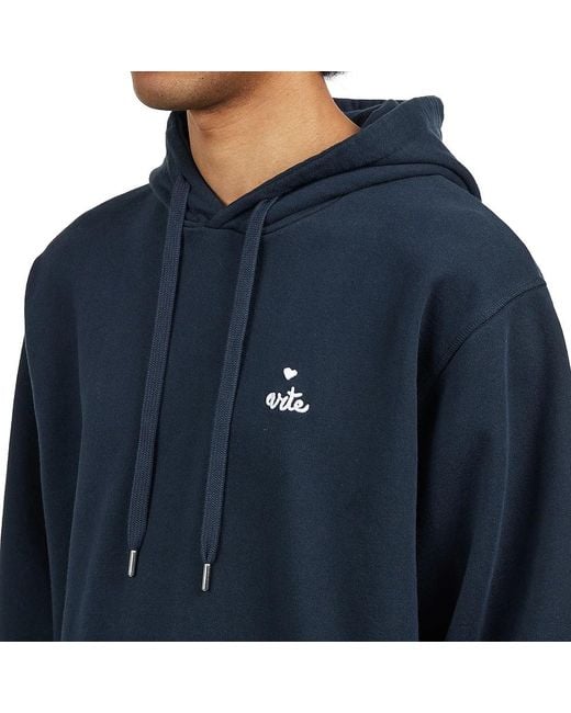 Arte' Small Heart And Logo Hoodie in Blue für Herren