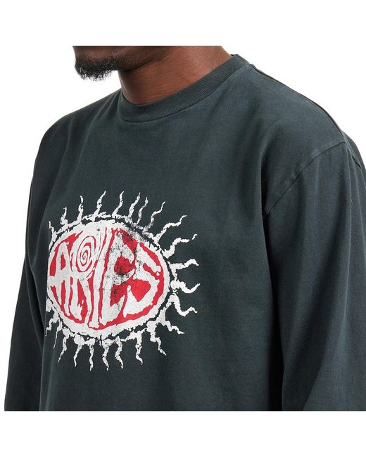 Aries Faded Grunge LS Tee in Blue für Herren
