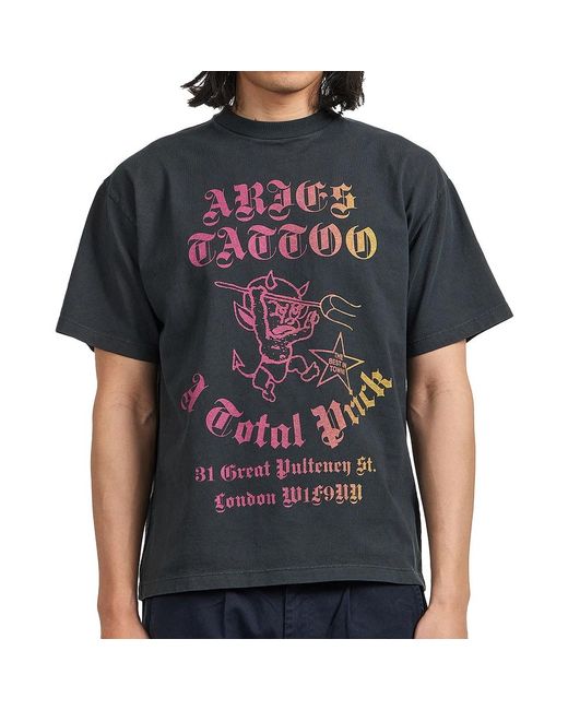 Aries Faded Tattoo Shop SS Tee in Black für Herren