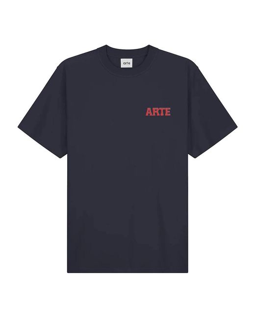 Arte' Rounded Parts Print T-Shirt in Blue für Herren