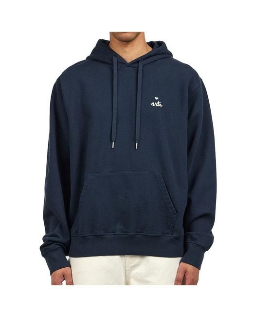 Arte' Small Heart And Logo Hoodie in Blue für Herren