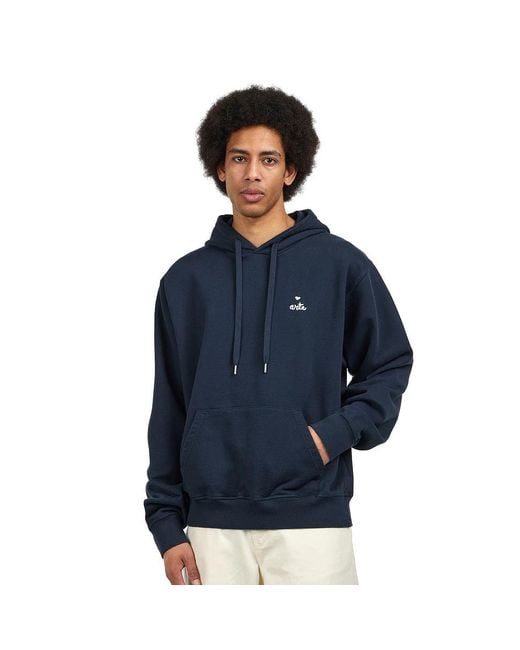 Arte' Small Heart And Logo Hoodie in Blue für Herren
