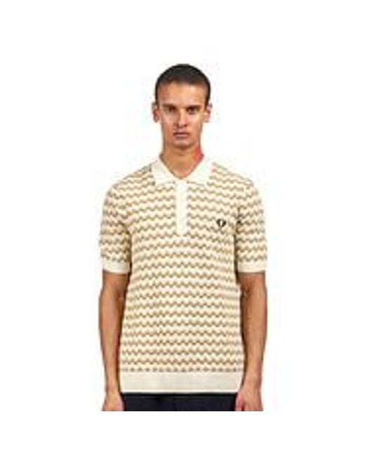 Fred Perry Boucle Jacquard Knitted Shirt in Natural für Herren