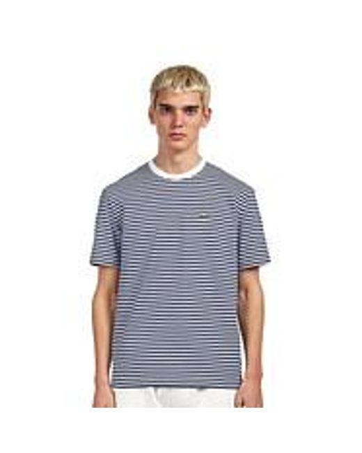 Lacoste Yarn Dyed Stripe T-Shirt in Blue für Herren