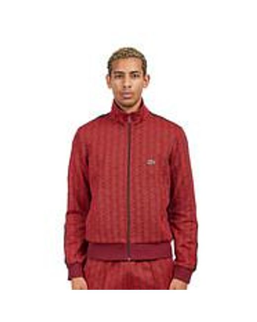Lacoste Paris Jacquard Monogram Track Jacket in Red für Herren