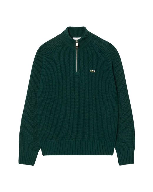 Lacoste Carded Wool High Neck Zipped Sweater in Green für Herren
