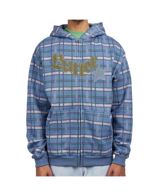 Butter Goods Edge Applique Zip-Thru Hood in Blue für Herren