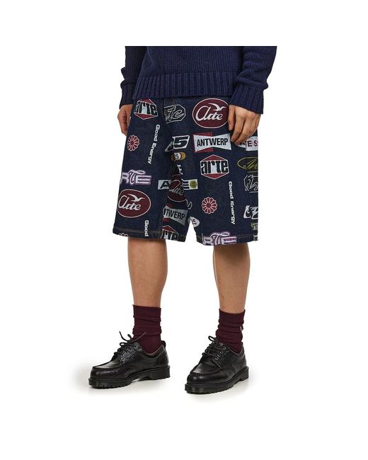 Arte' Different Prints Denim Shorts in Blue für Herren