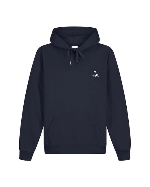 Arte' Small Heart And Logo Hoodie in Blue für Herren
