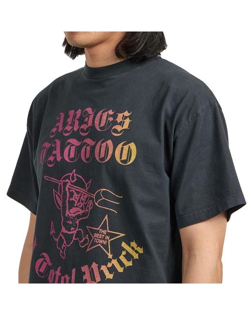 Aries Faded Tattoo Shop SS Tee in Black für Herren