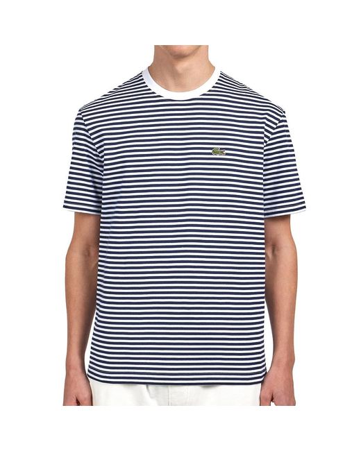Lacoste Yarn Dyed Stripe T-Shirt in Blue für Herren
