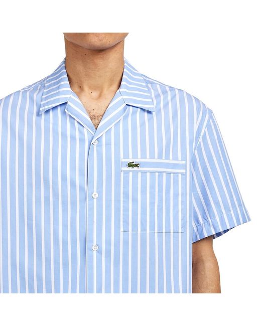 Lacoste Relaxed Fit Short Sleeved Striped Shirt in Blue für Herren