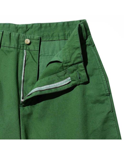 Beams Plus Plain Front Shorts Cut-Off Twill Garment Dye in Green für Herren