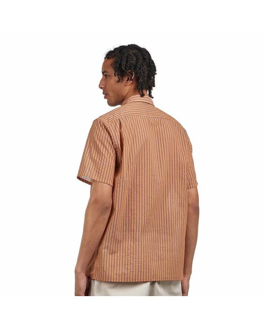 Beams Plus Open Collar Bumpy Stripe in Brown für Herren