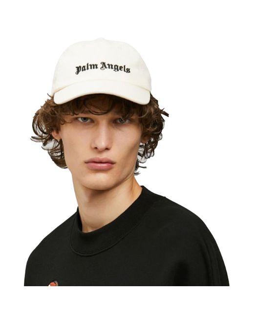 Palm Angels Cotton White Cap Logo for 