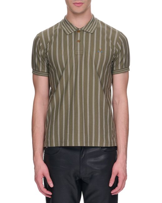 Grey Mens T-shirts Vivienne Westwood T-shirts for Men Vivienne Westwood Cotton Stripe Classic Polo in Green 