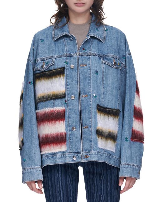 Marni Mohair Patch Denim Jacket in Blue | Lyst