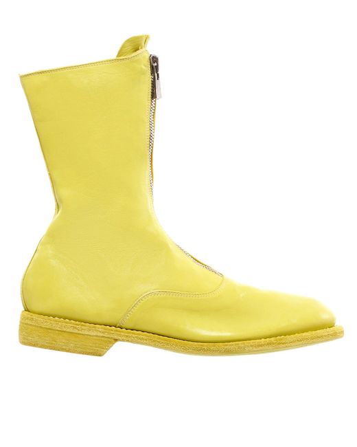 yellow leather boots womens