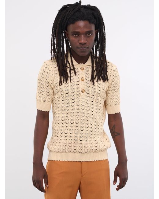 Cmmn Swdn Curt Lace Polo Shirt in Natural for Men | Lyst