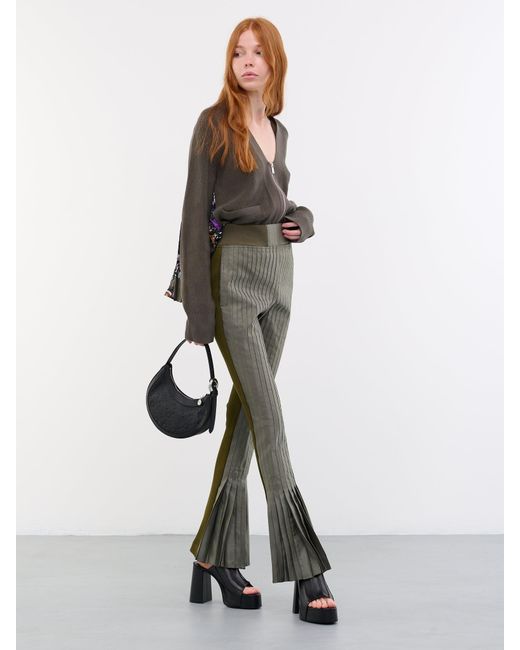 Sacai Paneled Knit Cardigan in Gray | Lyst