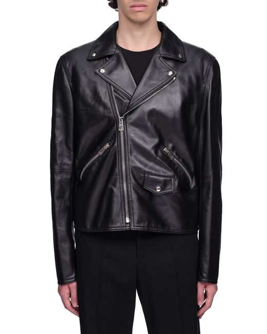 Loewe Leather Biker Jacket in Black for Men | Lyst