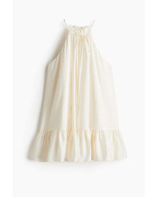 H&M White Ärmelloses Kleid mit Volants