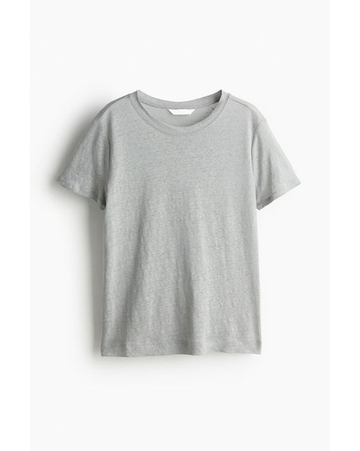 H&M Gray T-Shirt aus Leinen