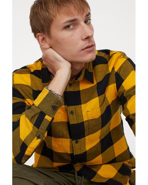 yellow black flannel shirt