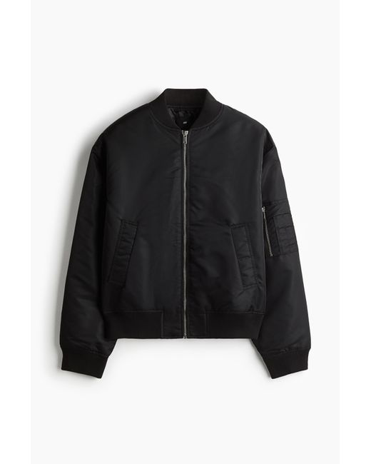 H&M Pilotenjacke aus Nylon in Loose Fit in Black für Herren