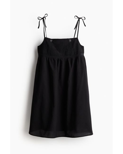 H&M Black Besticktes Kleid in A-Linie