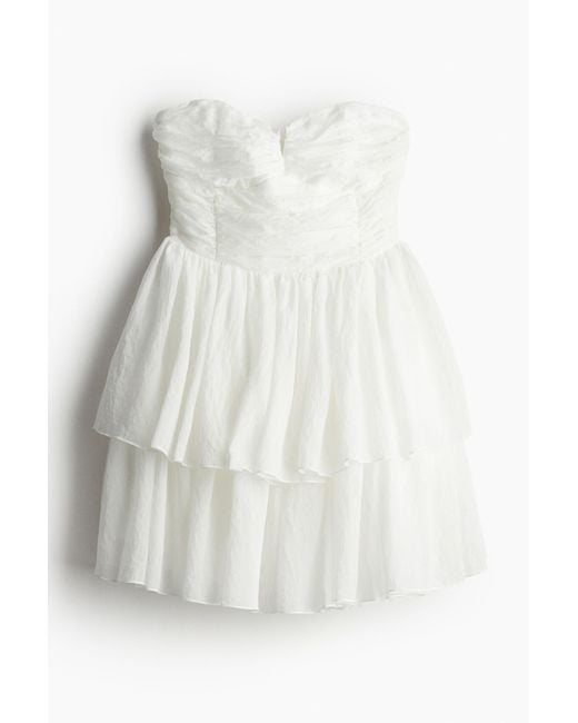 H&M White Ausgestelltes Bandeau-Kleid