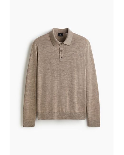 Polo Regular Fit En Laine Mérinos H&M pour homme en coloris Natural