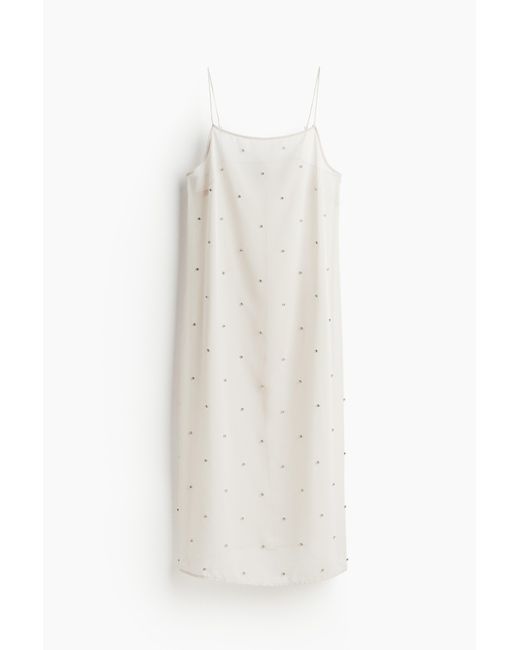 H&M White Transparentes Slipkleid mit Verzierungen