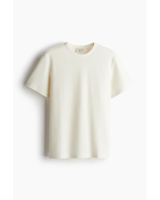 H&M T-Shirt mit Waffelstruktur in Regular Fit in White für Herren